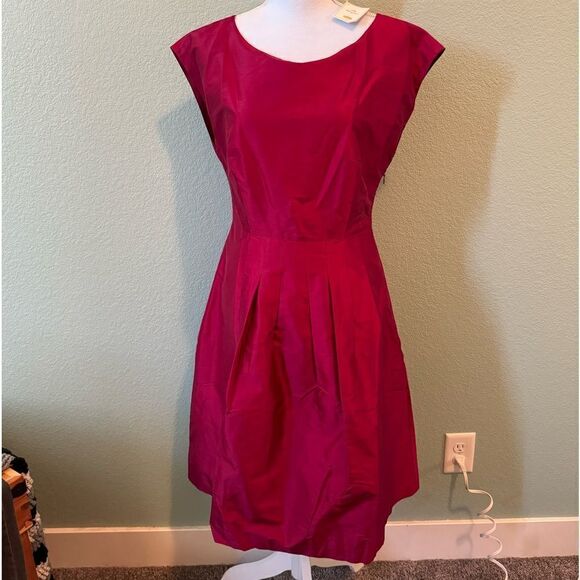 NWT Talbots 100% Silk Ruby Red Dress Silk Doupioni Size 10P Dress with pockets - Picture 1 of 11